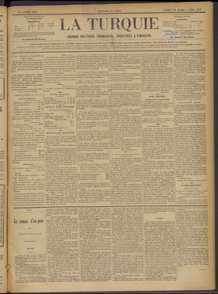 Miniatura de La Turquie del 2 y 3 de abril de 1877, nº 75