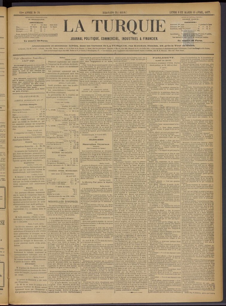 Miniatura de La Turquie del 9 y 10 de abril de 1877, nº 79