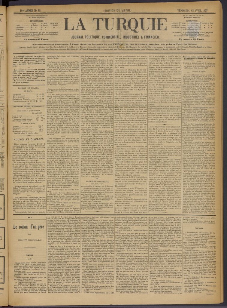Miniatura de La Turquie del 13 de abril de 1877, nº 82