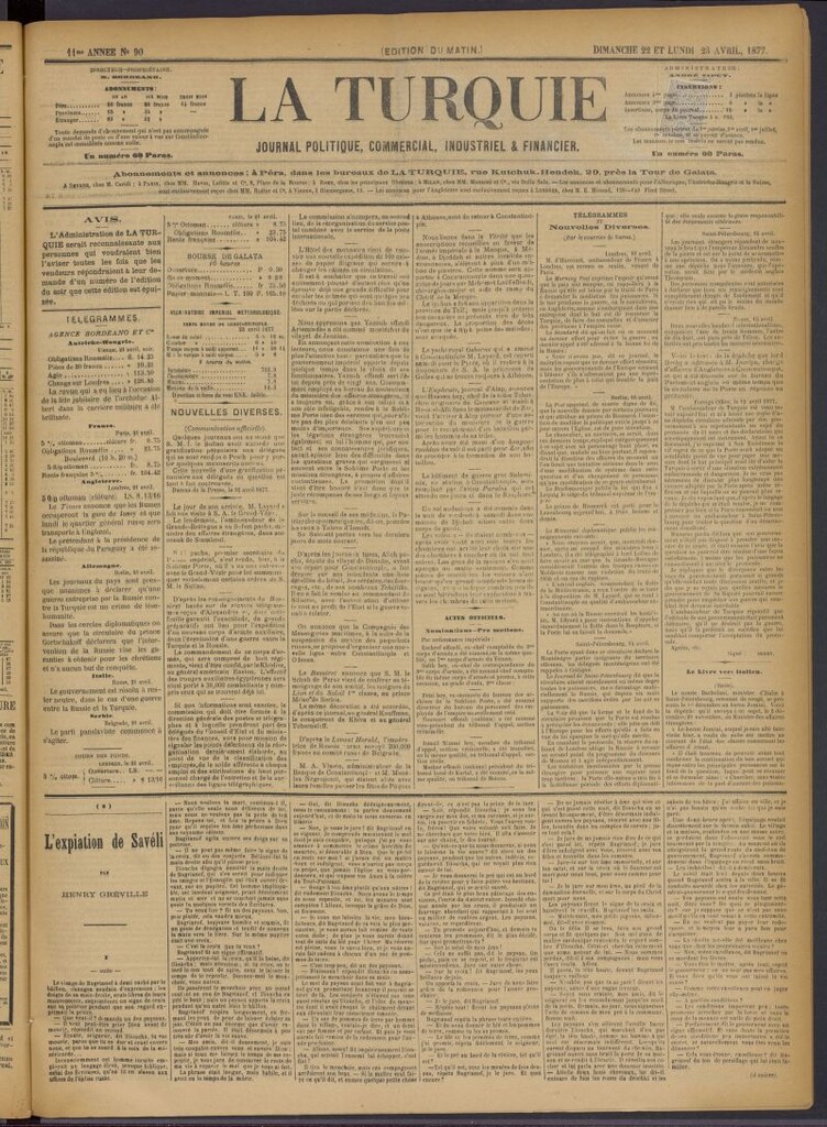 Miniatura de La Turquie del 22 y 23 de abril de 1877, nº 90