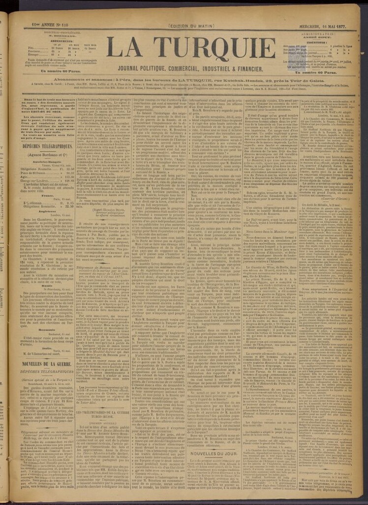 Miniatura de La Turquie del 16 de mayo de 1877, nº 110