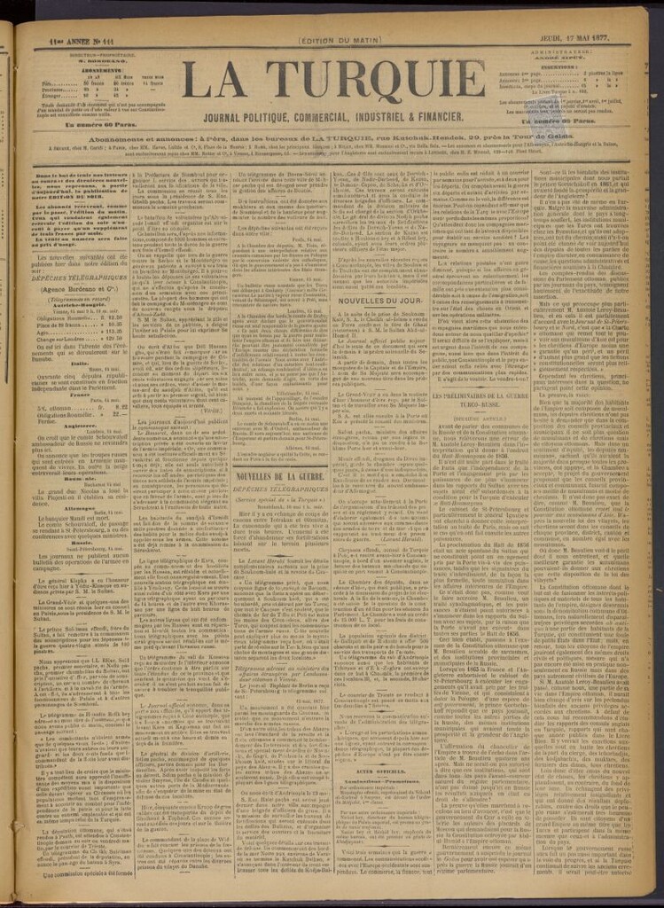 Miniatura de La Turquie del 17 de mayo de 1877, nº 111