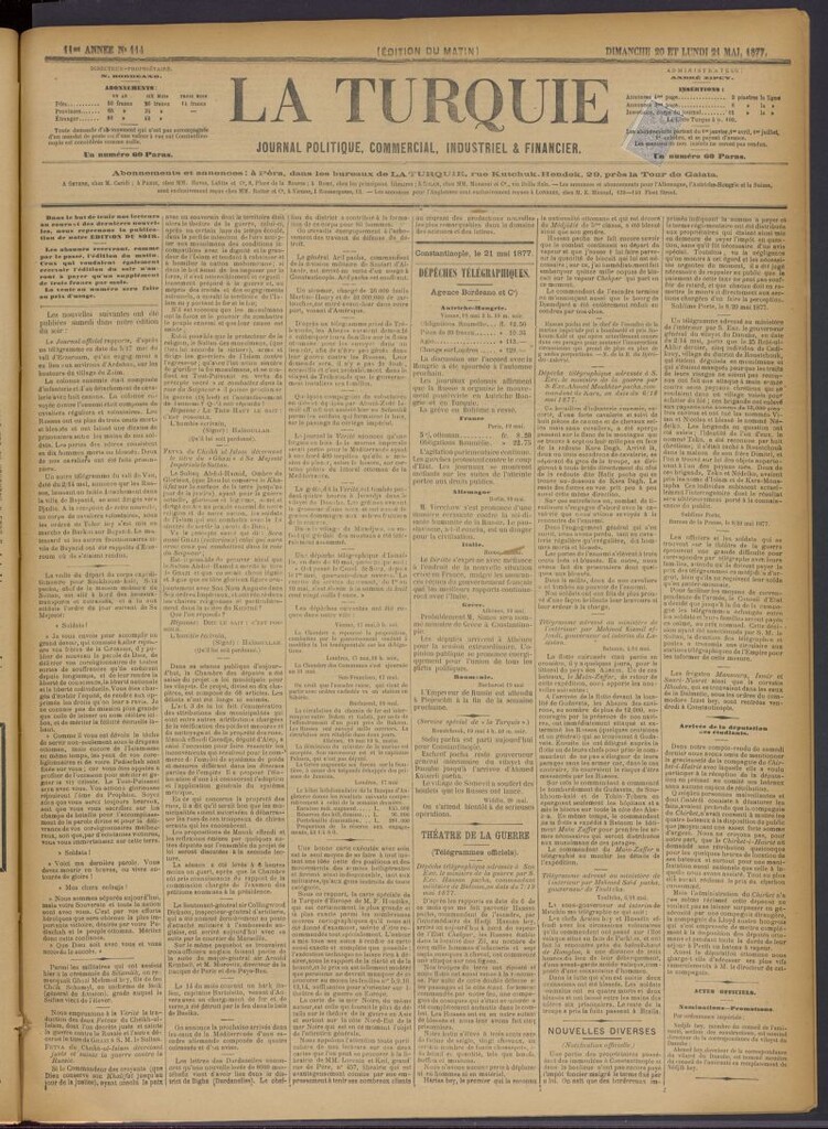Miniatura de La Turquie del 20 y 21 de mayo de 1877, nº 114