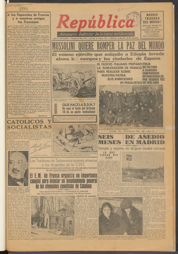 Miniatura de República : semanario defensor de la causa antifascista