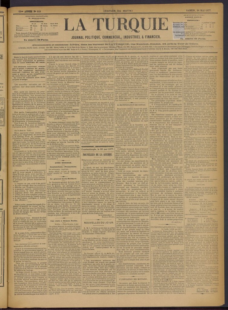 Miniatura de La Turquie del 26 de mayo de 1877, nº 119