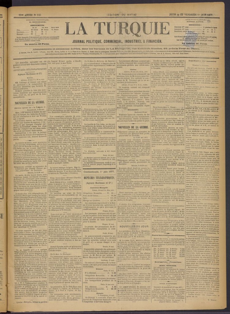Miniatura de La Turquie del 31 de mayo y 1 de junio de 1877, nº 123
