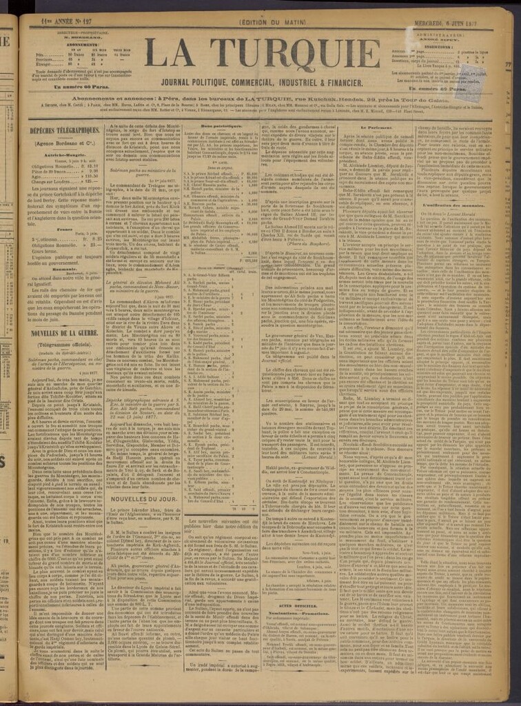 Miniatura de La Turquie del 6 de junio de 1877, nº 127