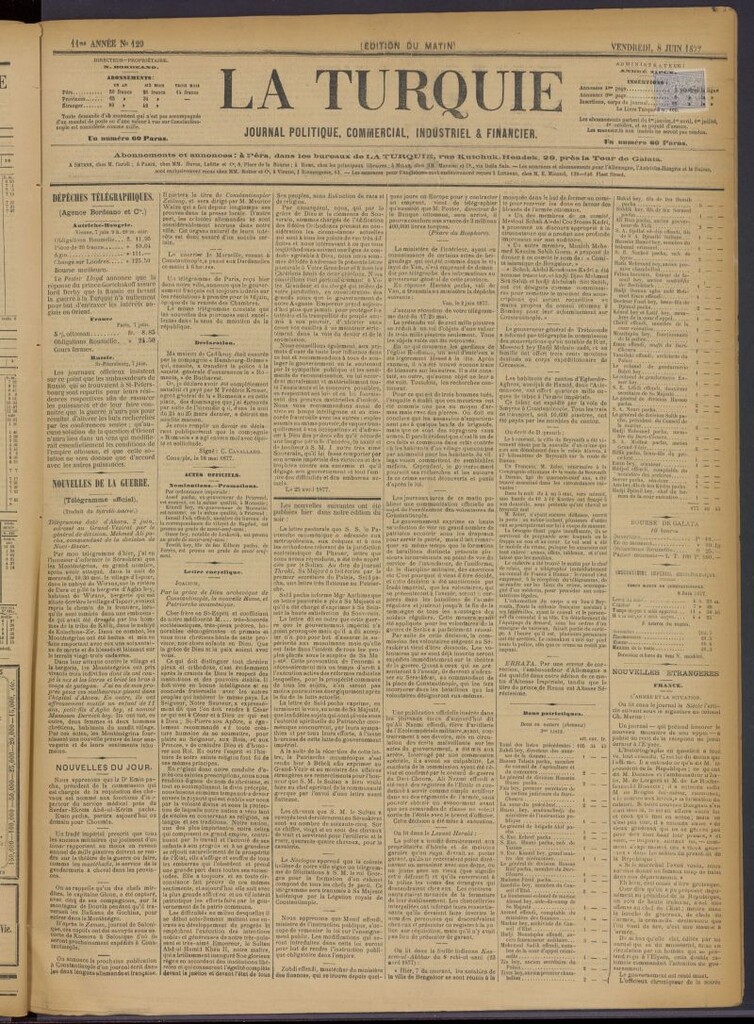 Miniatura de La Turquie del 8 de junio de 1877, nº 129