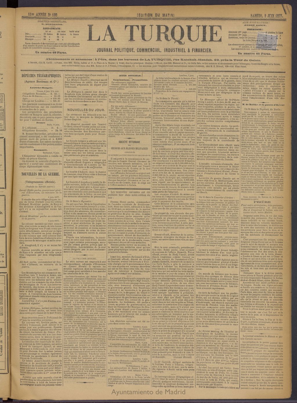 Miniatura de La Turquie del 9 de junio de 1877, nº 130