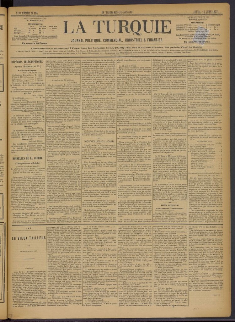 Miniatura de La Turquie del 14 de junio de 1877, nº 134