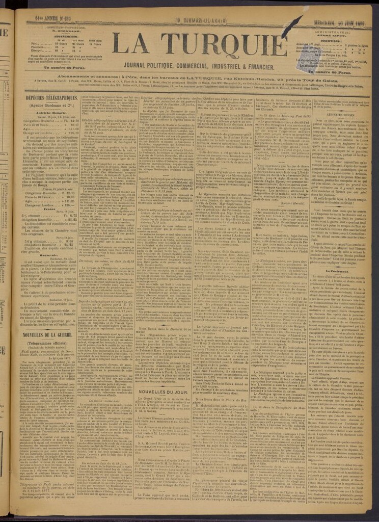 Miniatura de La Turquie del 20 de junio de 1877, nº 139