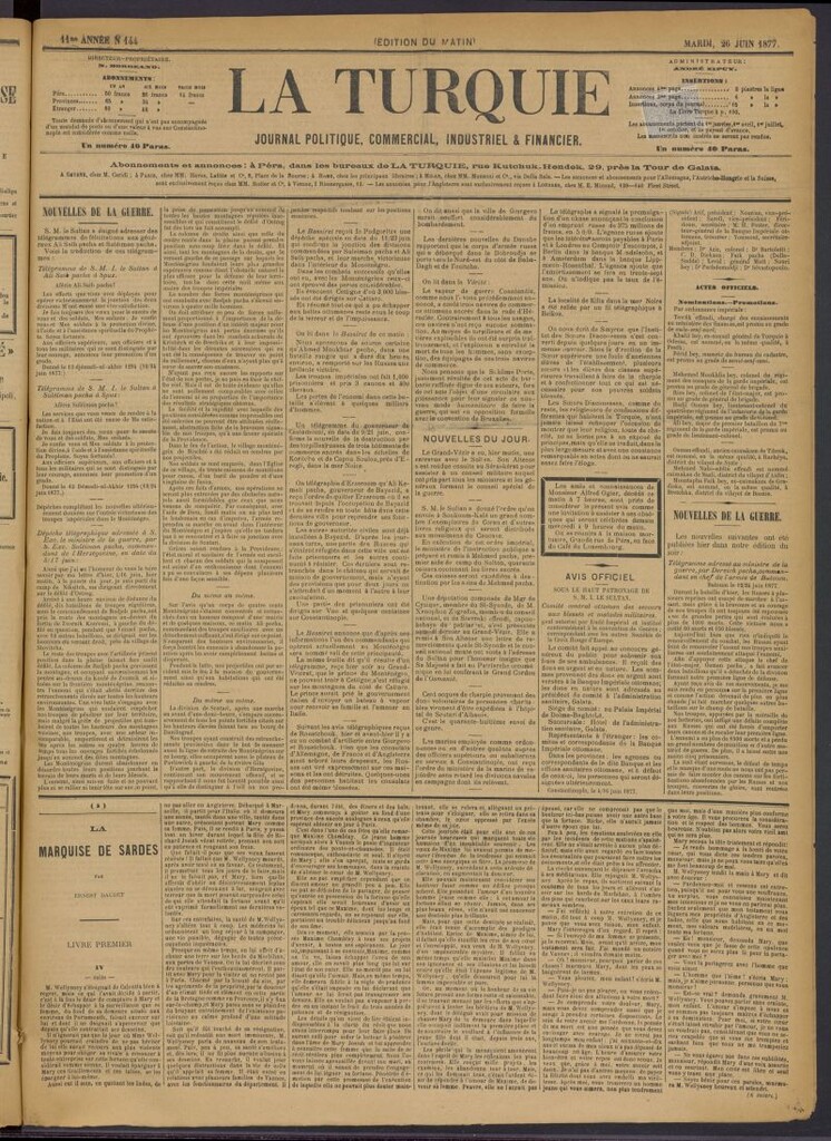 Miniatura de La Turquie del 26 de junio de 1877, nº 144