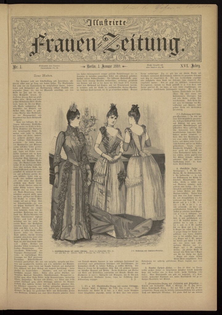 Miniatura de Illustrierte Frauen Zeitung del 1 de enero de 1889, nº 1