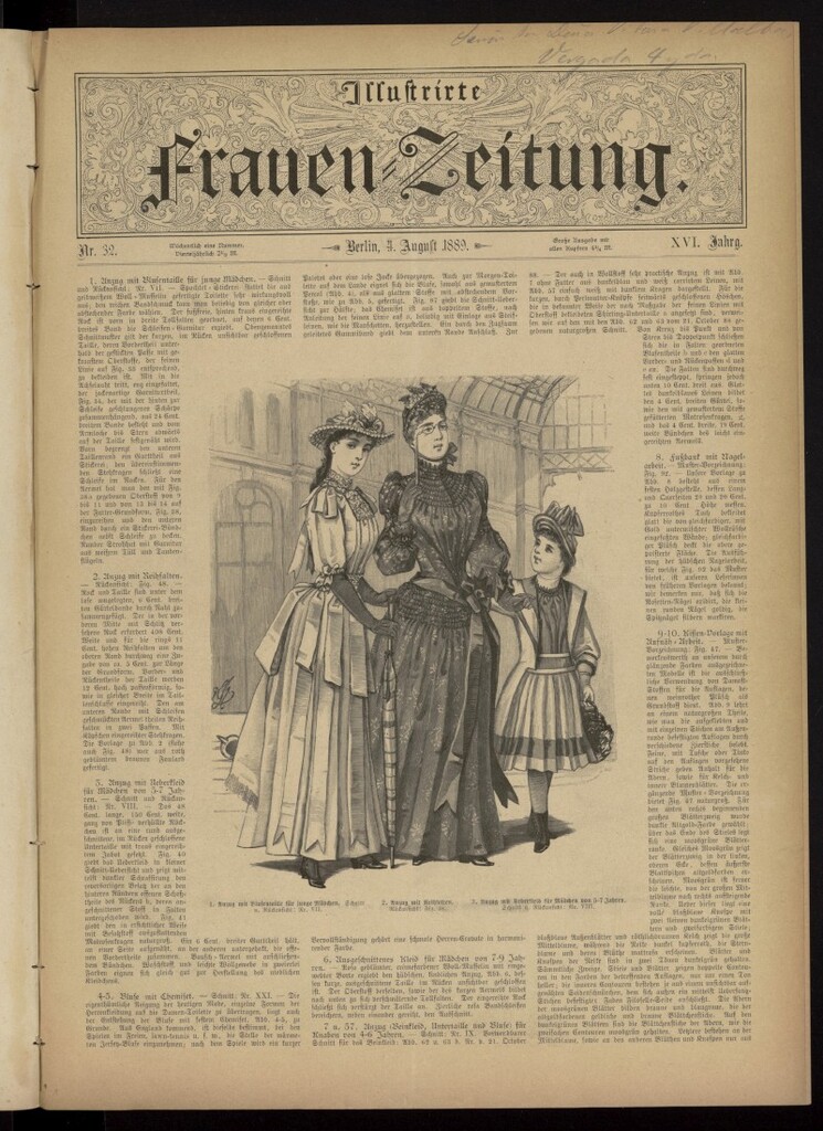 Miniatura de Illustrierte Frauen Zeitung del 4 de agosto de 1889, nº 32