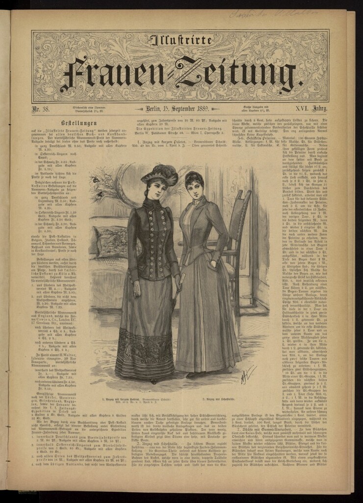 Miniatura de Illustrierte Frauen Zeitung del 15 de septiembre de 1889, nº 38