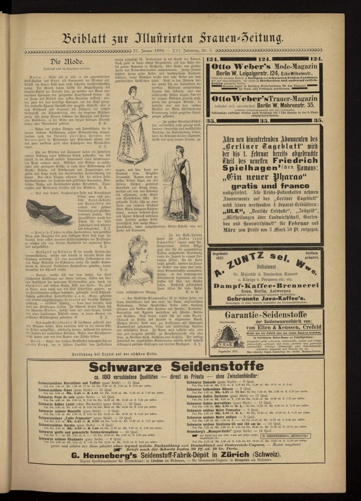 Miniatura de Illustrierte Frauen Zeitung del 27 de enero de 1889, suplemento al nº 5