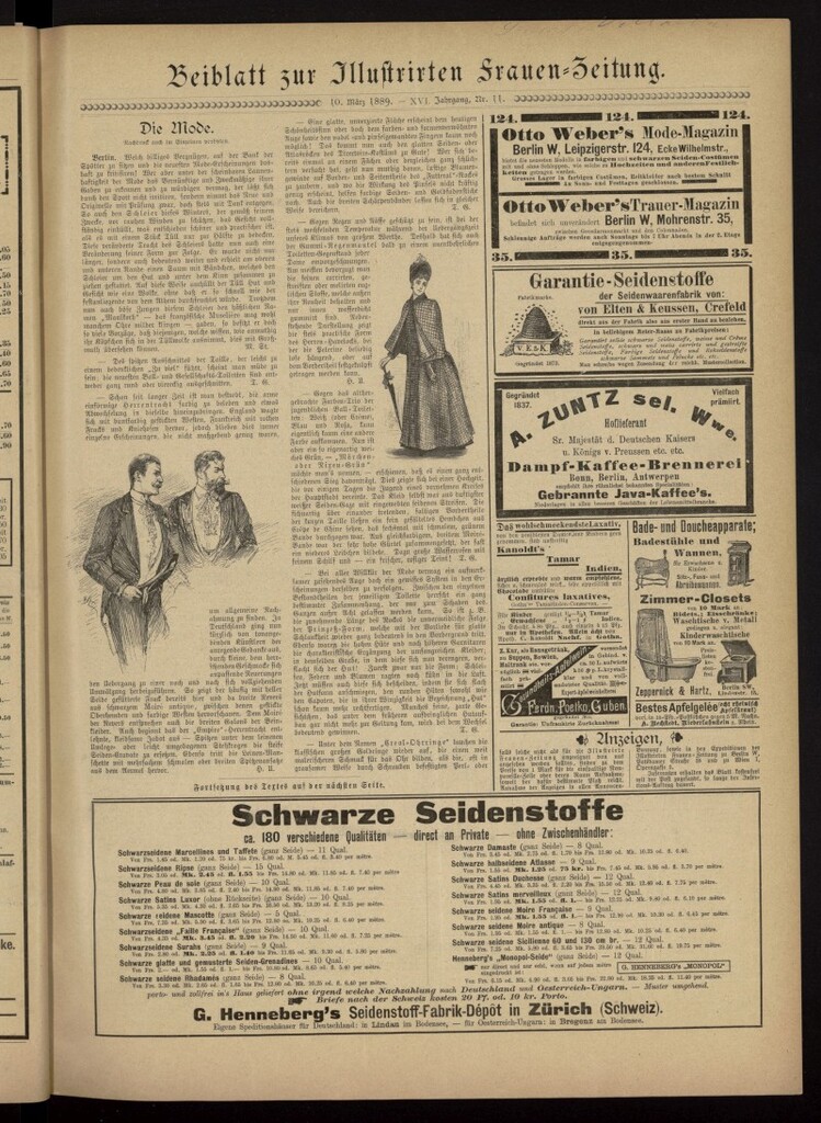 Miniatura de Illustrierte Frauen Zeitung del 10 de marzo de 1889, suplemento al nº 11