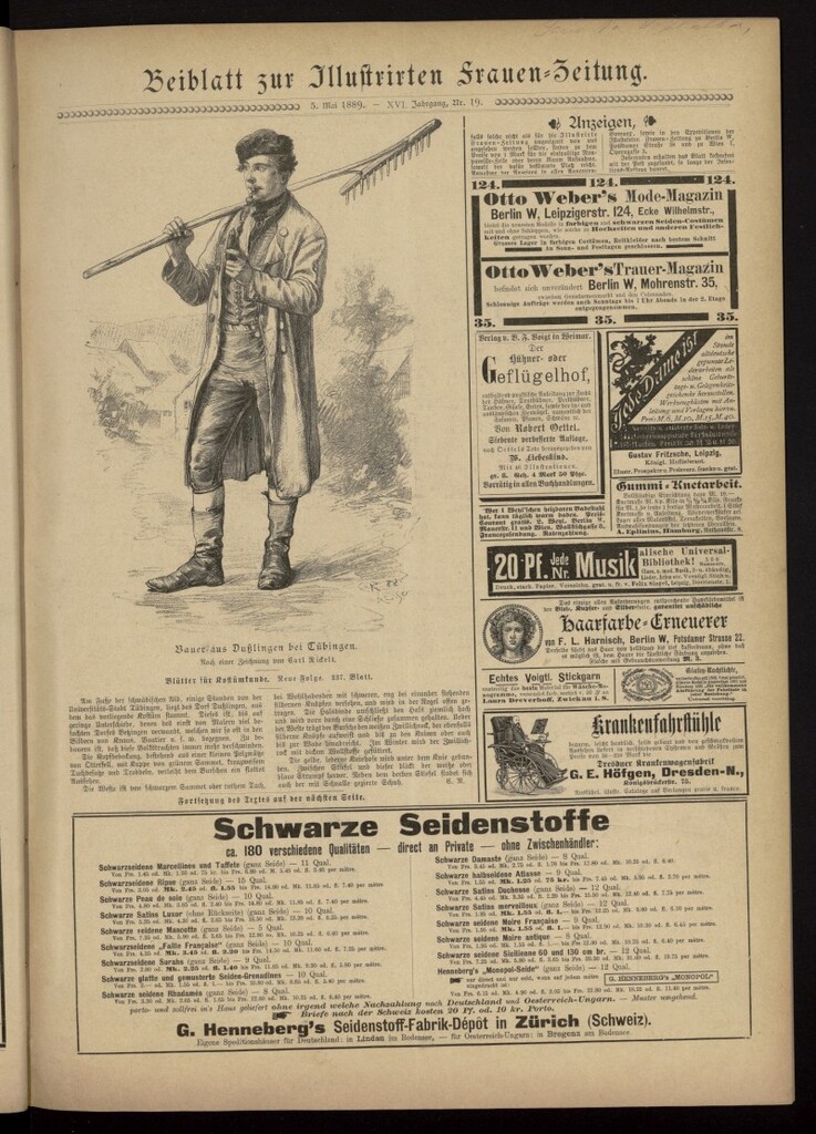 Miniatura de Illustrierte Frauen Zeitung del 5 de mayo de 1889, suplemento al nº 19