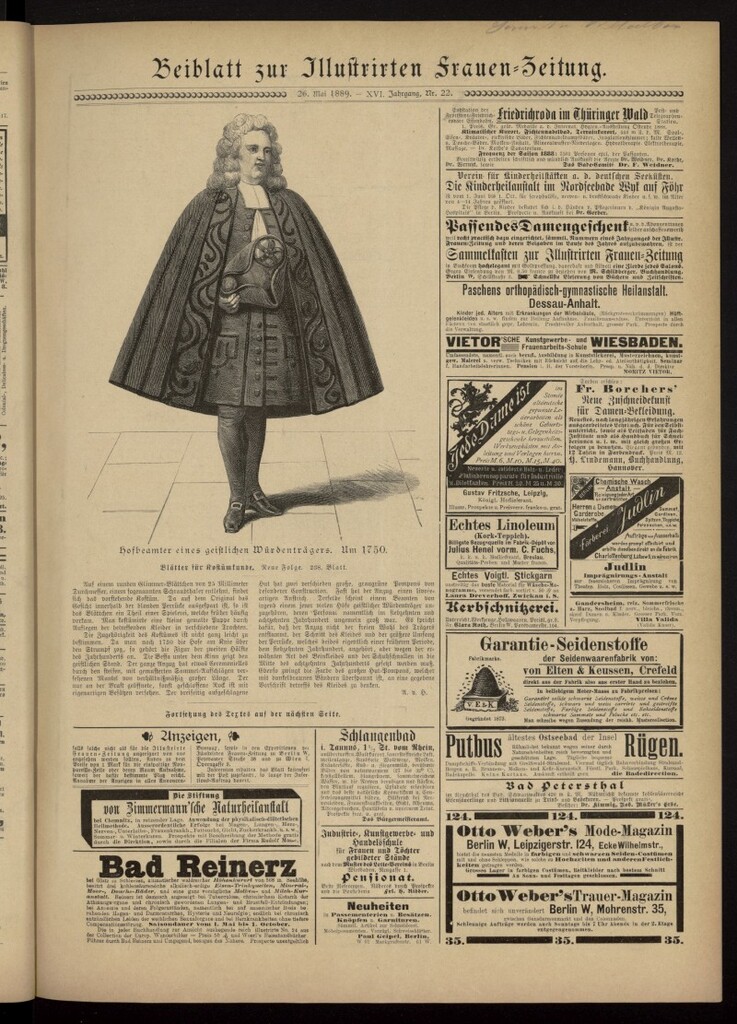 Miniatura de Illustrierte Frauen Zeitung del 26 de mayo de 1889, suplemento al nº 22