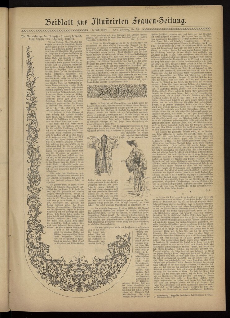 Miniatura de Illustrierte Frauen Zeitung del 14 de julio de 1889, suplemento al nº 29