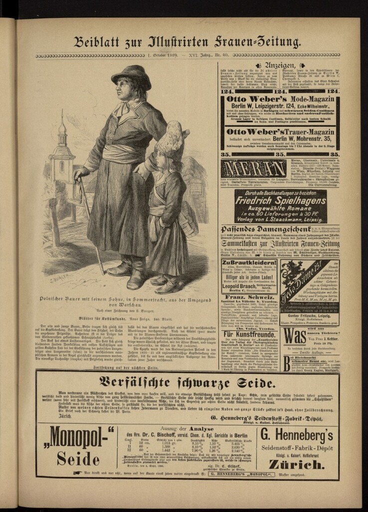 Miniatura de Illustrierte Frauen Zeitung del 1 de octubre de 1889, suplemento al nº 40