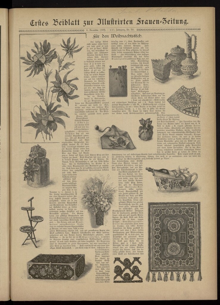 Miniatura de Illustrierte Frauen Zeitung del 8 de diciembre de 1889, primer suplemento al nº 50