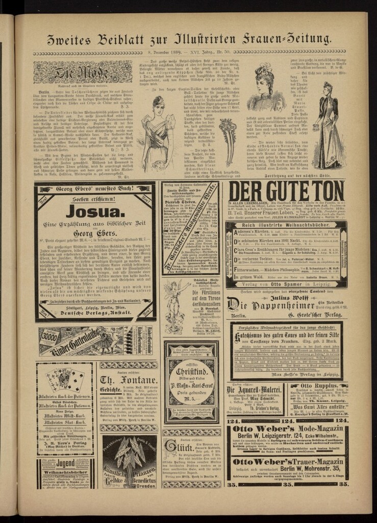 Miniatura de Illustrierte Frauen Zeitung del 8 de diciembre de 1889, segundo suplemento al nº 50