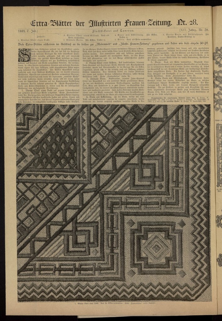 Miniatura de Illustrierte Frauen Zeitung del 7 de julio de 1889, suplemento extra al nº 28
