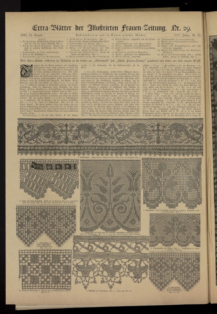 Miniatura de Illustrierte Frauen Zeitung del 25 de agosto de 1889, suplemento extra al nº 35