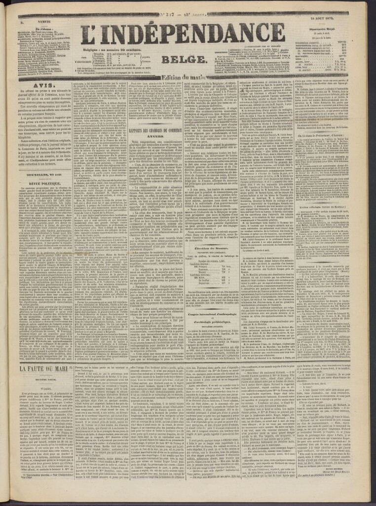 Miniatura de L´Indépendance Belge del 24 de agosto de 1872, nº 237