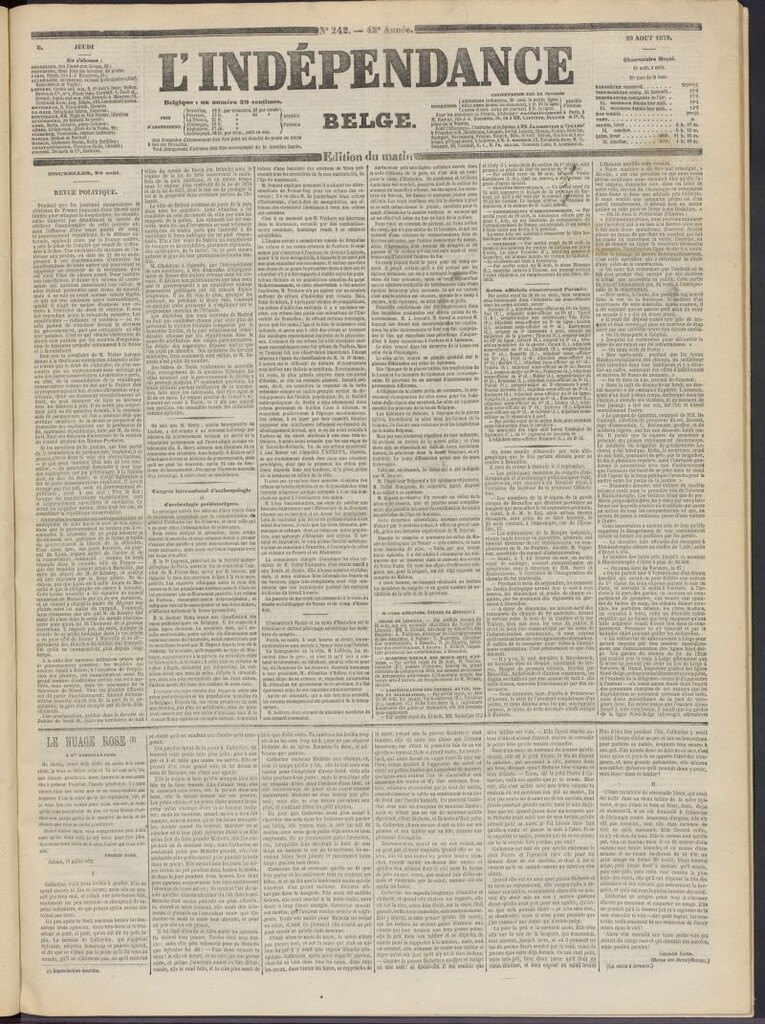Miniatura de L´Indépendance Belge del 29 de agosto de 1872, nº 242