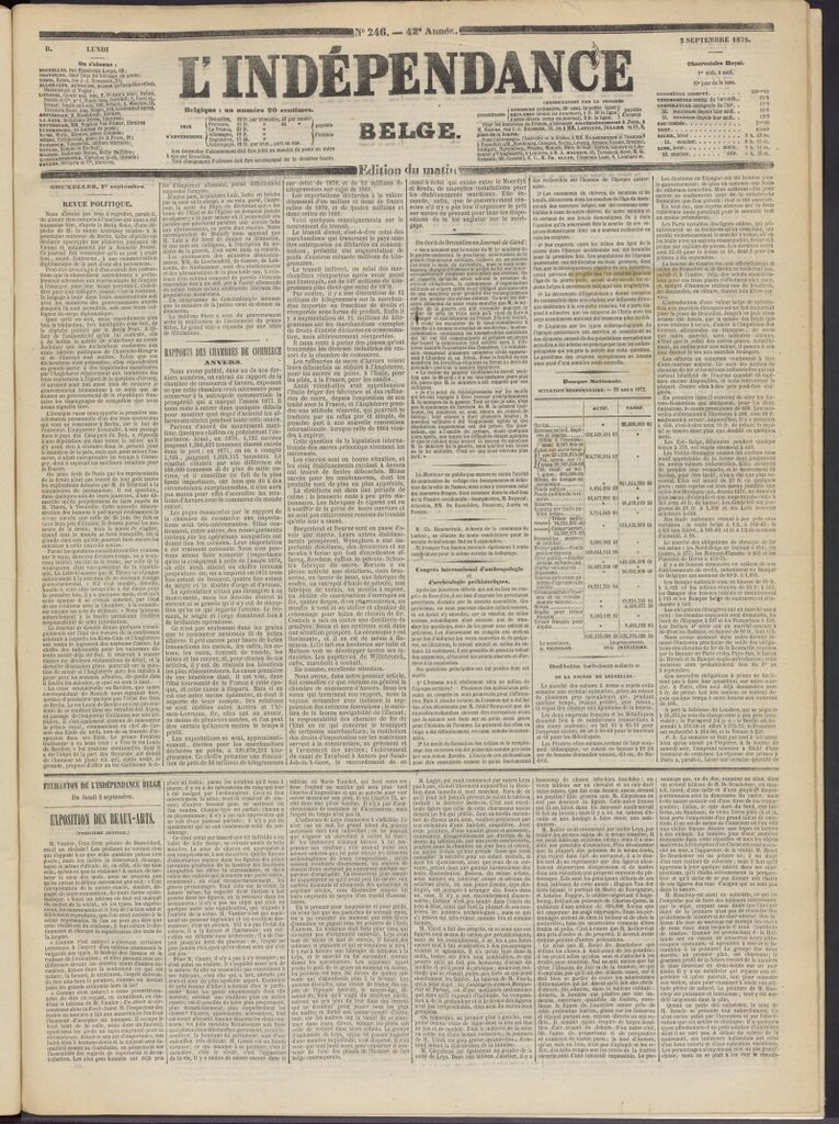 Miniatura de L´Indépendance Belge del 2 de septiembre de 1872, nº 246