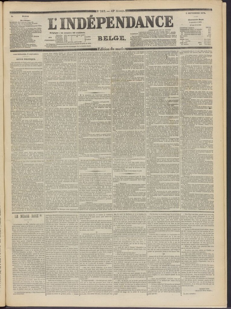Miniatura de L´Indépendance Belge del 3 de septiembre de 1872, nº 247