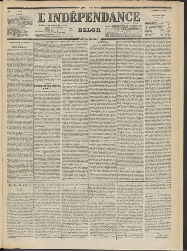 Miniatura de L´Indépendance Belge del 5 de septiembre de 1872, nº 249