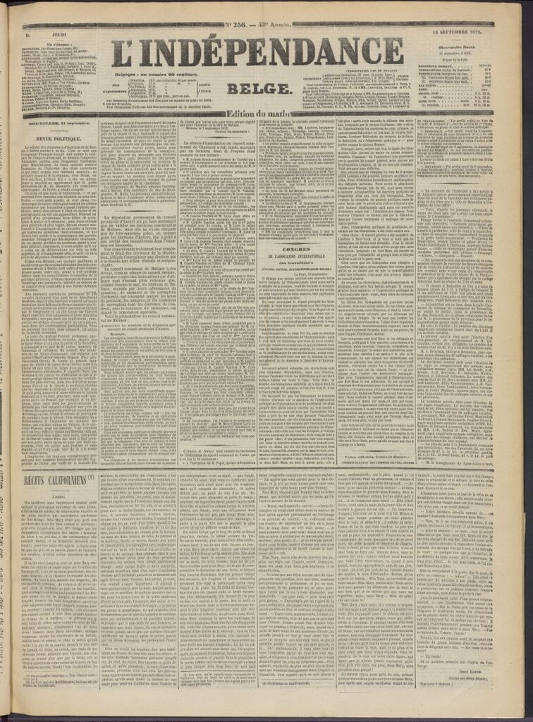 Miniatura de L´Indépendance Belge del 12 de septiembre de 1872, nº 256