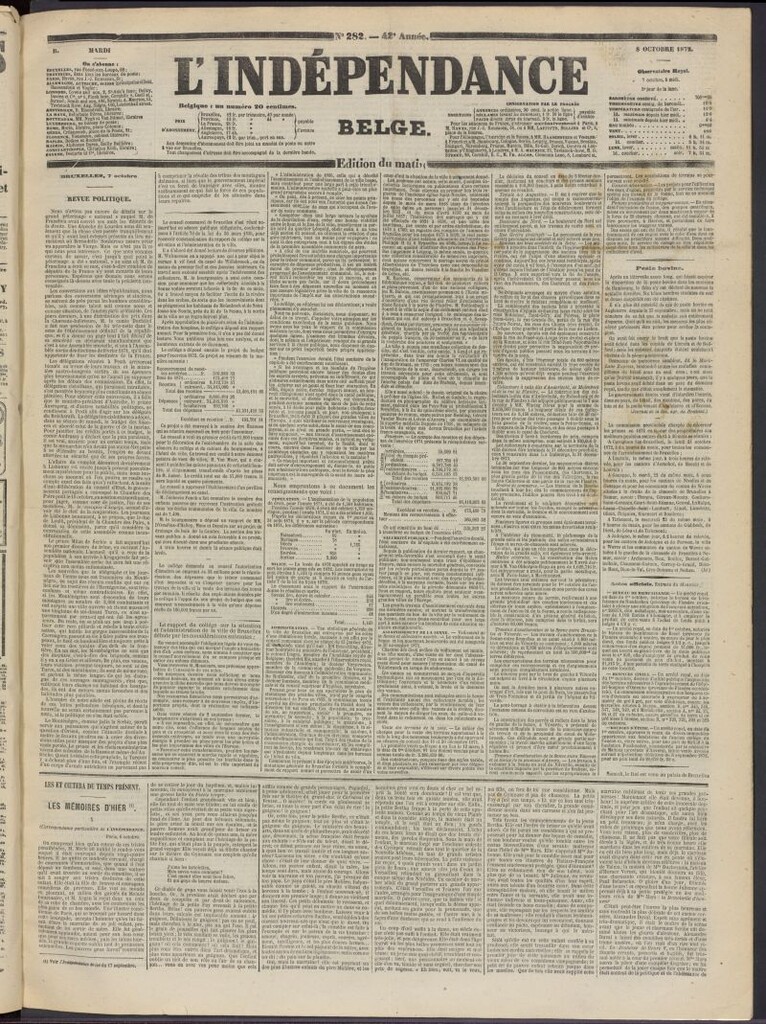 Miniatura de L´Indépendance Belge del 8 de octubre de 1872, nº 282