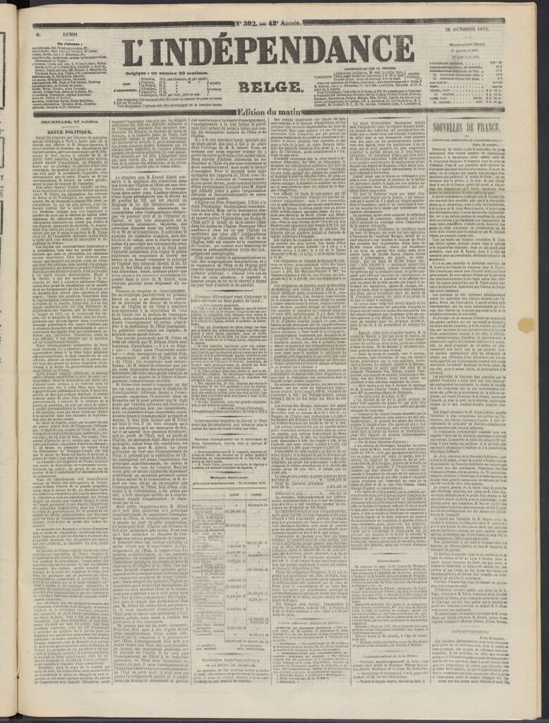 Miniatura de L´Indépendance Belge del 28 de octubre de 1872, nº 302