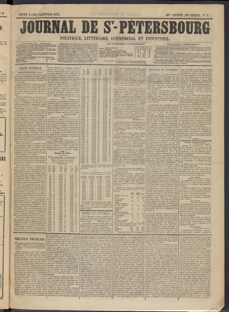 Miniatura de Journal de St-Pétersbourg del 4 de enero de 1873, nº 3