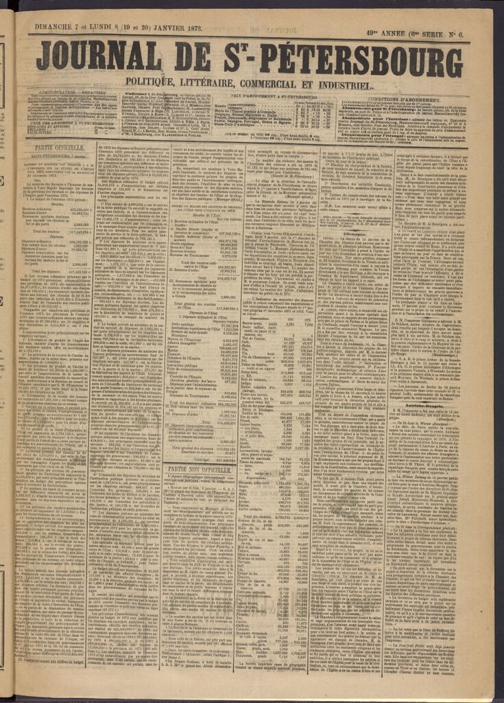 Miniatura de Journal de St-Pétersbourg del 7 de enero de 1873, nº 6