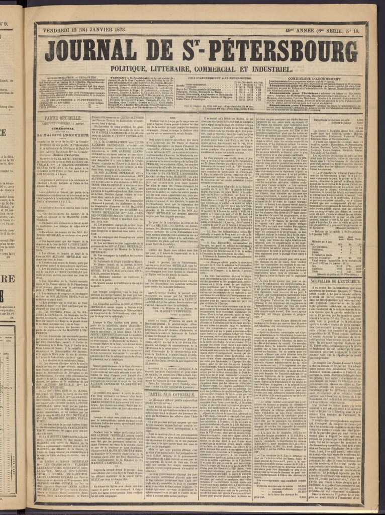 Miniatura de Journal de St-Pétersbourg del 12 de enero de 1873, nº 10