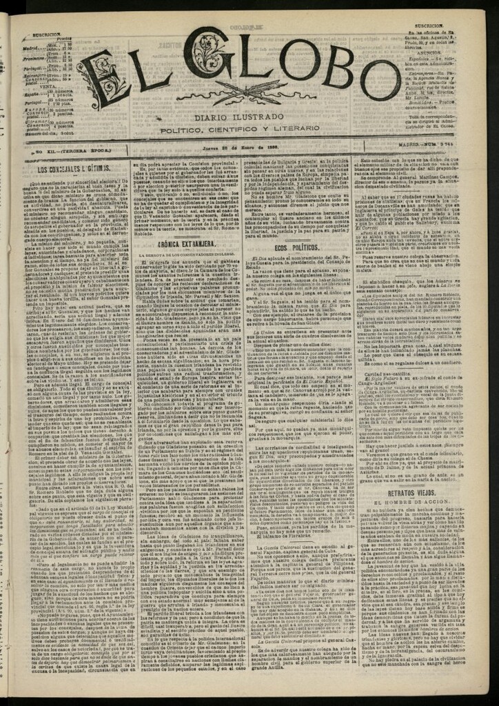 Miniatura de El Globo : diario ilustrado del 28 de enero de 1886, nº 3744