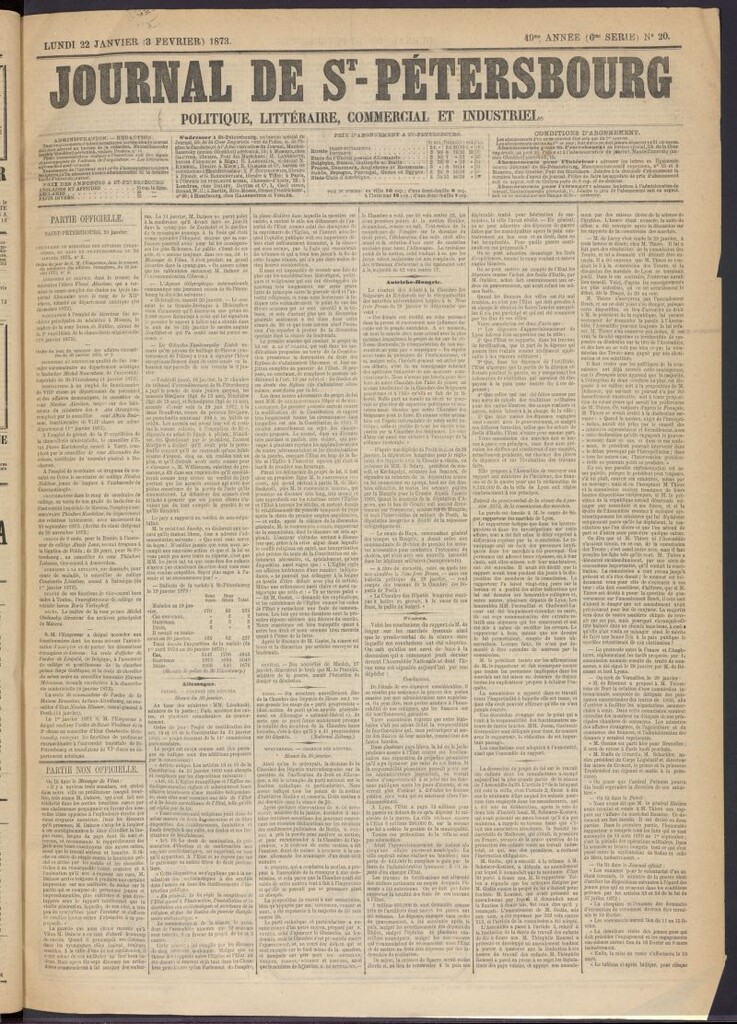 Miniatura de Journal de St-Pétersbourg del 22 de enero de 1873, nº 20