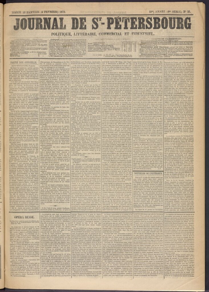 Miniatura de Journal de St-Pétersbourg del 23 de enero de 1873, nº 21