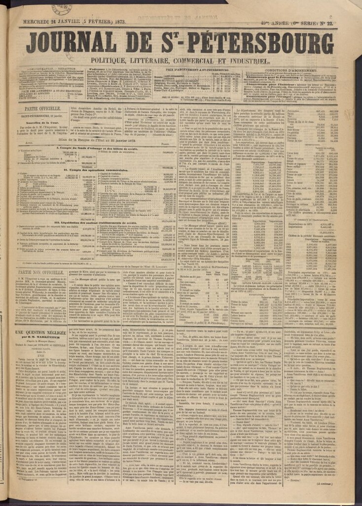 Miniatura de Journal de St-Pétersbourg del 24 de enero de 1873, nº 22