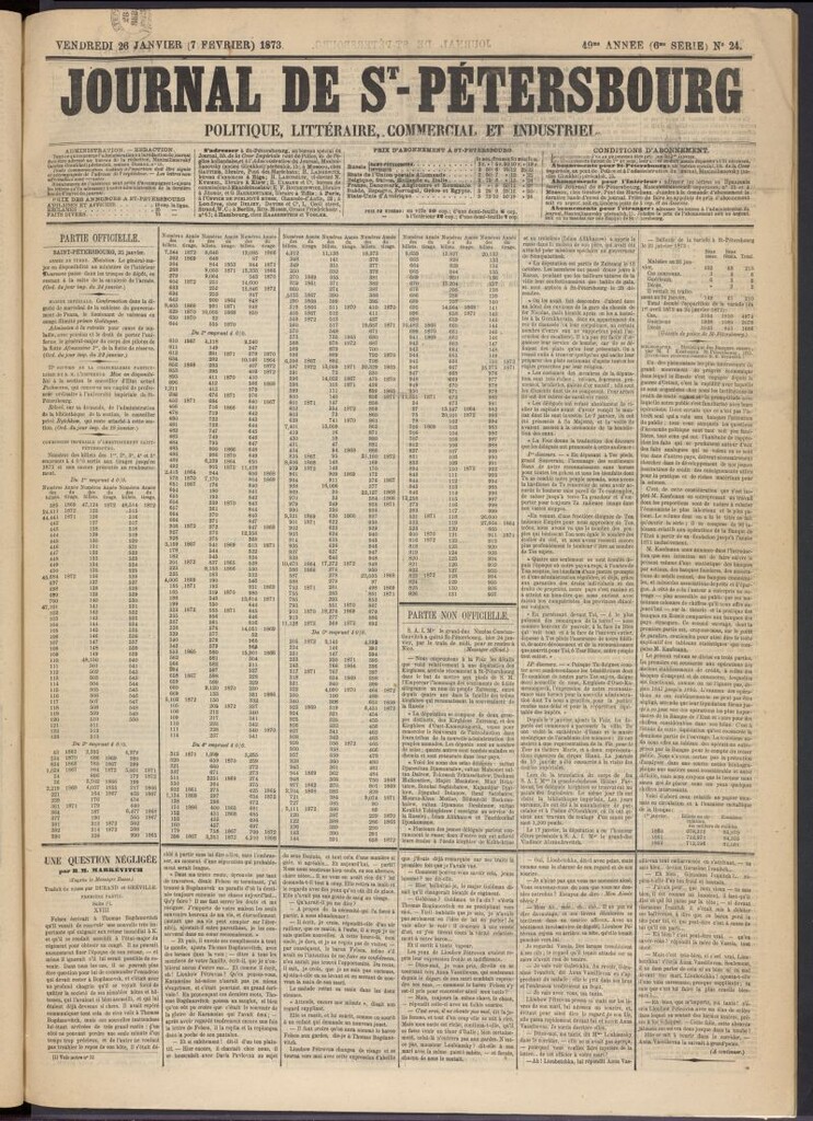 Miniatura de Journal de St-Pétersbourg del 26 de enero de 1873, nº 24
