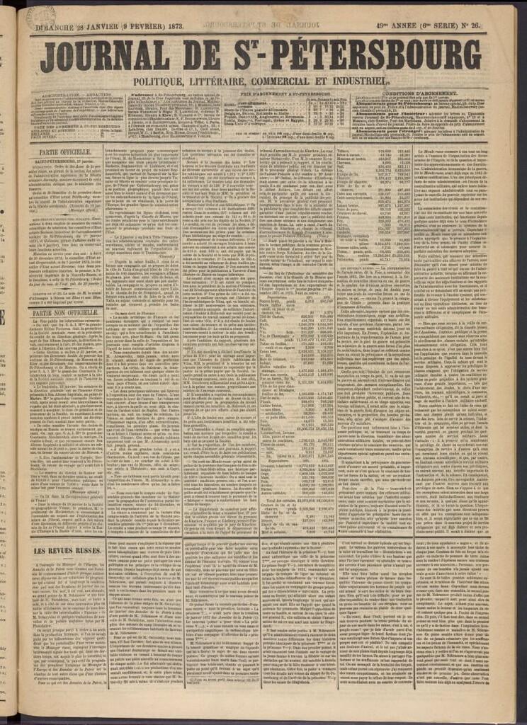 Miniatura de Journal de St-Pétersbourg del 28 de enero de 1873, nº 26