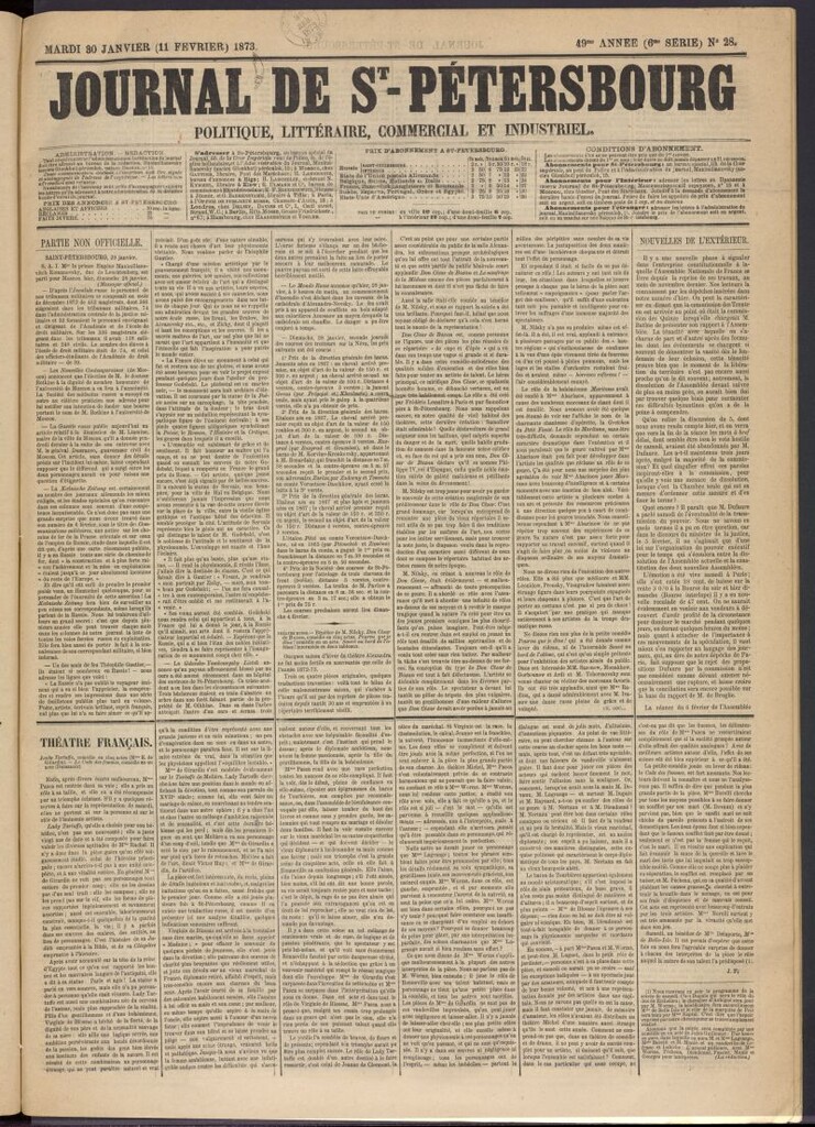 Miniatura de Journal de St-Pétersbourg del 30 de enero de 1873, nº 28