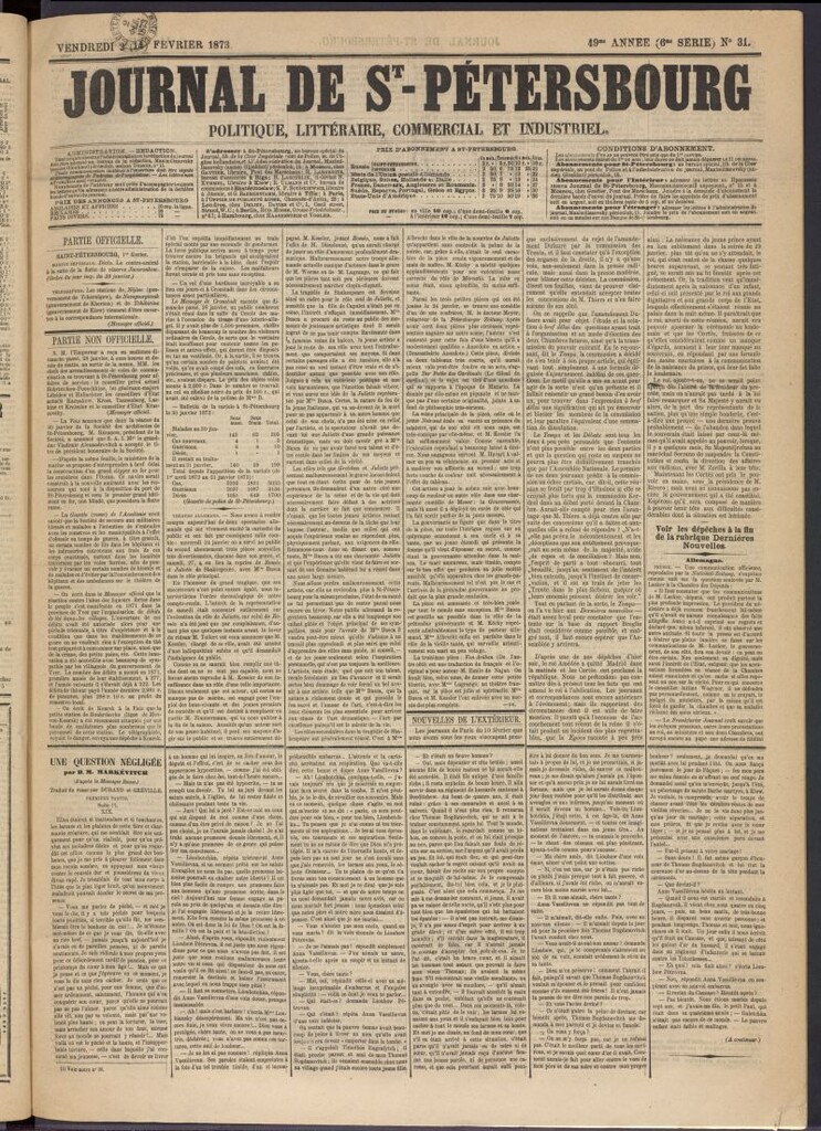 Miniatura de Journal de St-Pétersbourg del 2 de febrero de 1873, nº 31