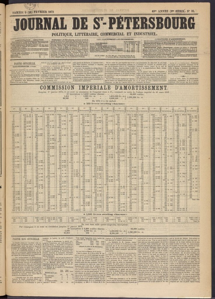 Miniatura de Journal de St-Pétersbourg del 3 de febrero de 1873, nº 32