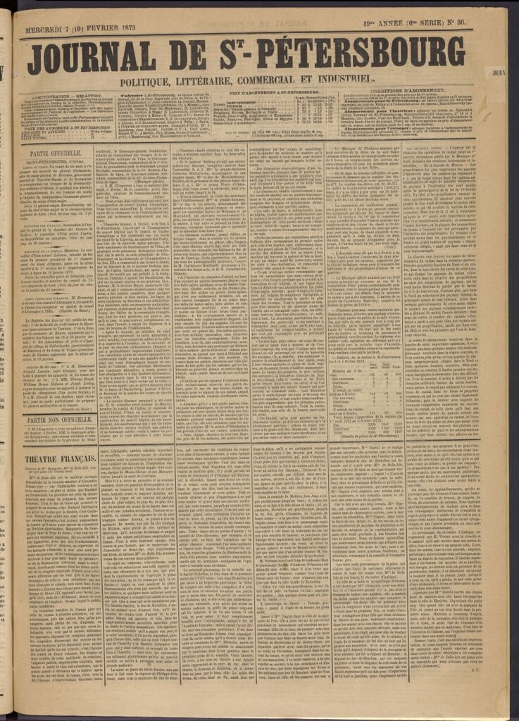 Miniatura de Journal de St-Pétersbourg del 7 de febrero de 1873, nº 36